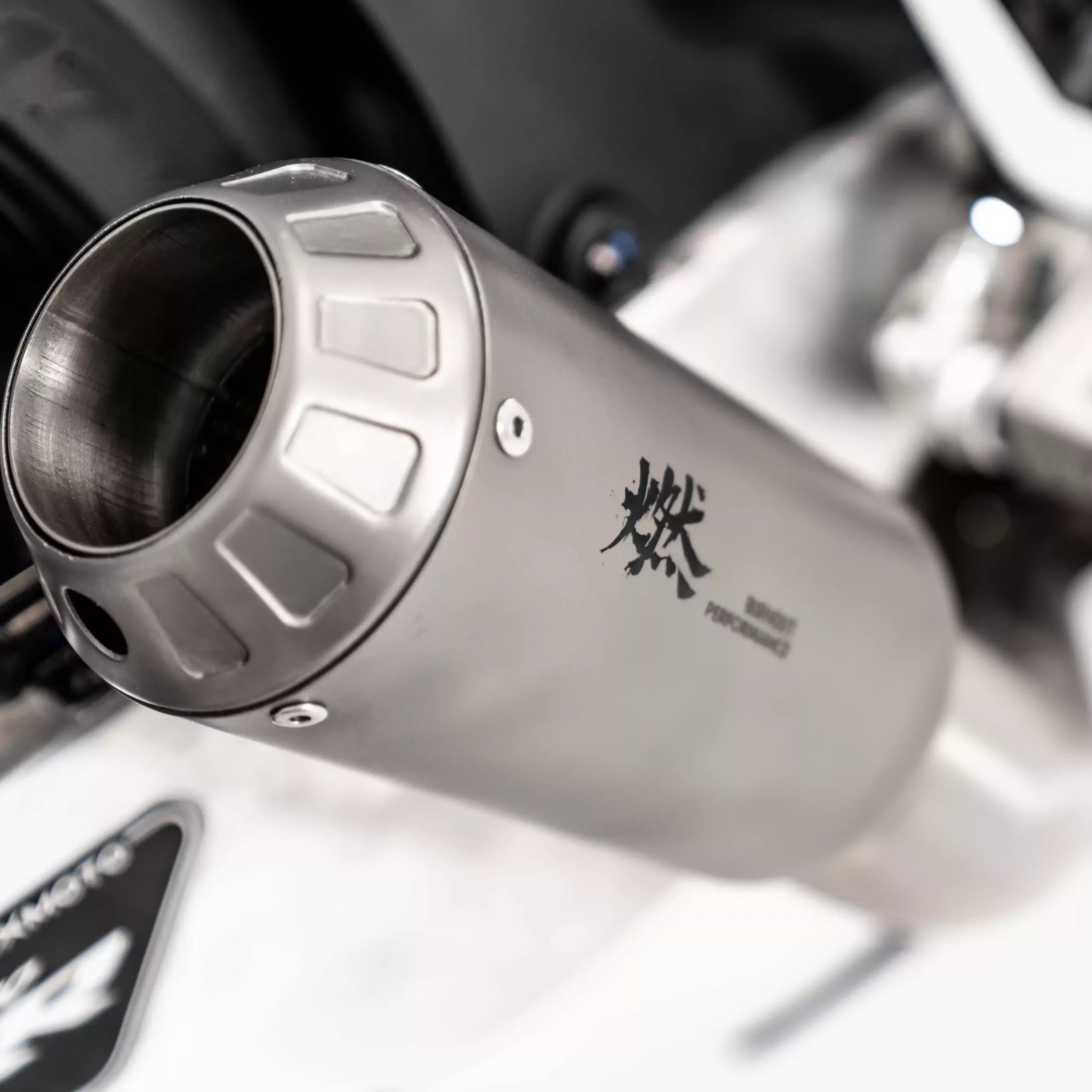 Close-up of a motorcycle exhaust pipe
