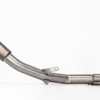 Titanium motorcycle exhaust system on white background.